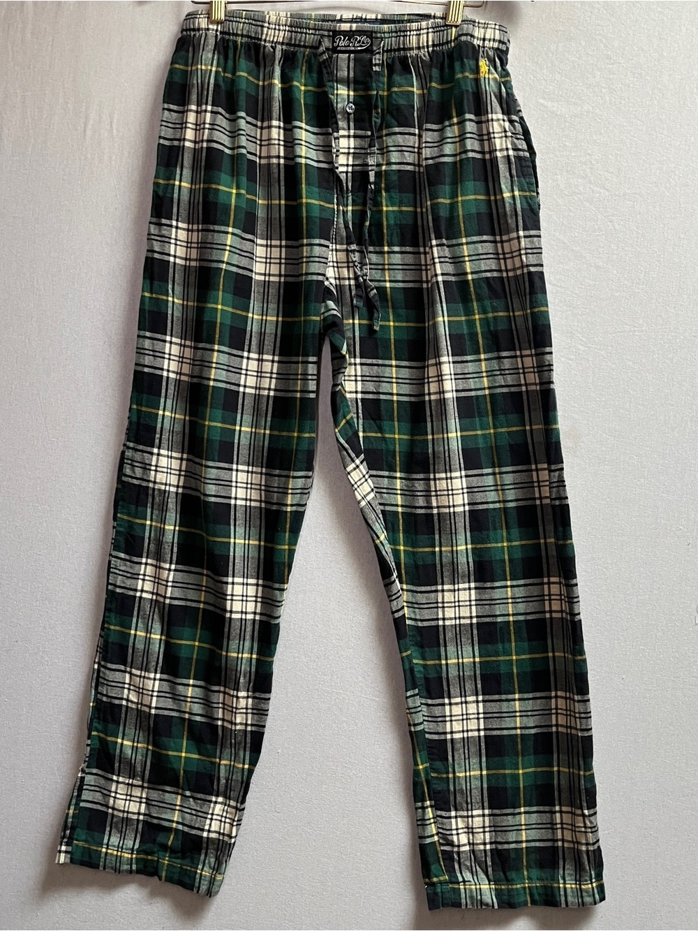 Polo Ralph Lauren Green Black Plaid Pajama Lounge Pants Cotton Sleepwear Men L